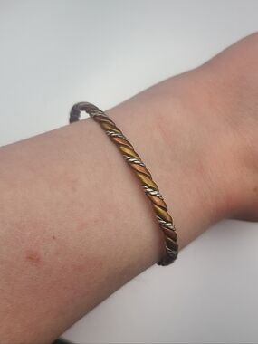 Napalese Rope Tri-Tone Twist Cuff Bracelet - Copper, Brass and Silver